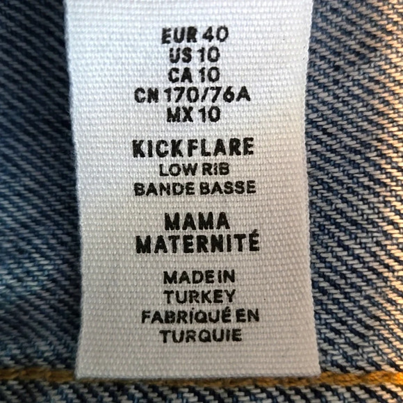 Mama Maternite Low Rib Maternity Distressed Embroidered Kick-Flare Jeans Size 10 - Picture 13 of 17